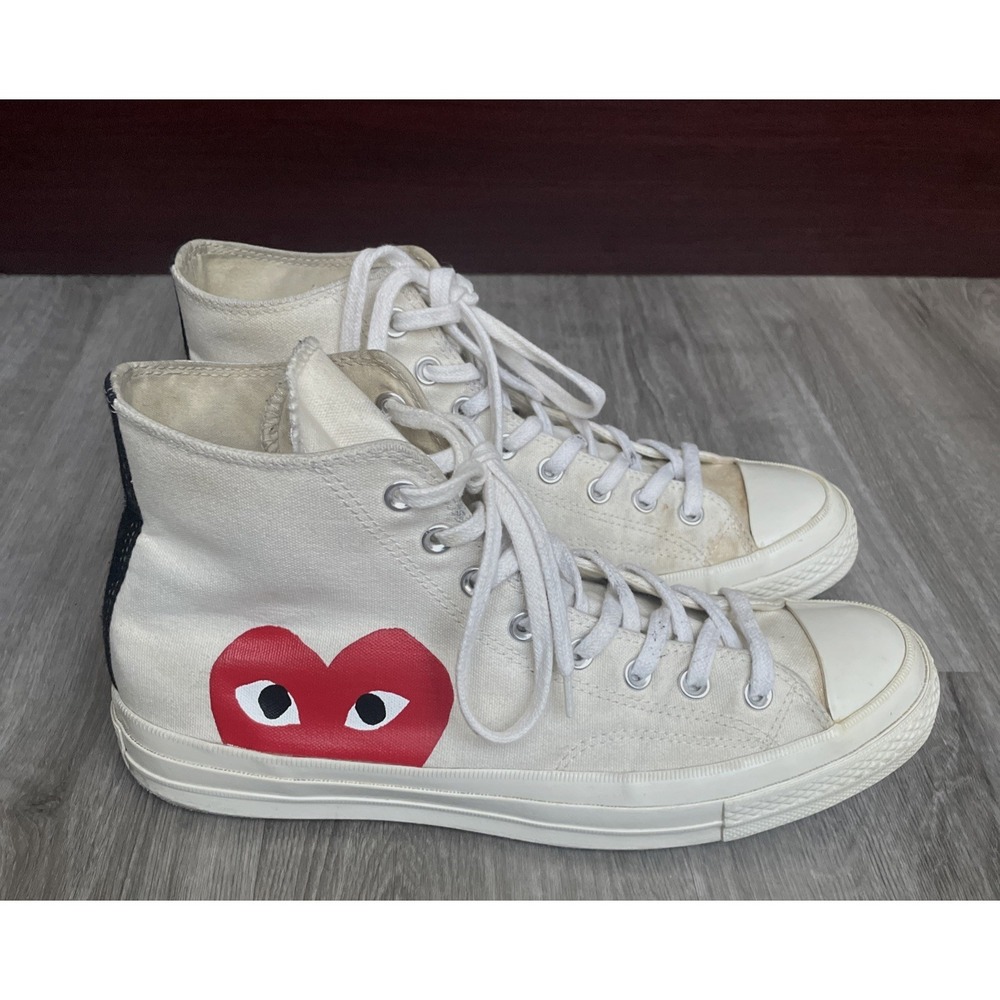 Converse Chuck Taylor Hi Comme Des Garcons Play White Sneakers Men's Size 10